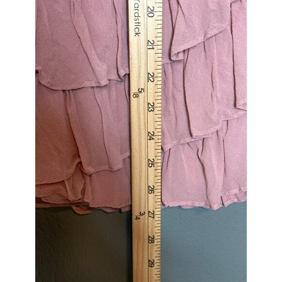 Banana Republic Silk Blouse Womens XS Scoop Neck Cascade Ruffle Sleeveless - Picture 5 of 9